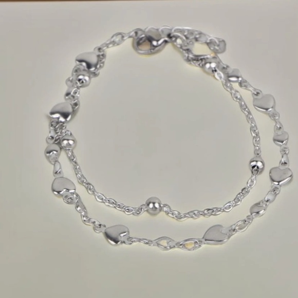 18k Gold Plated Stainless Steel Heart Multilayer Bracelet - Picture 6 of 8